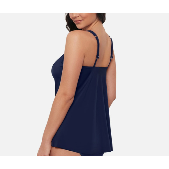 Swim Solutions Women's Tankini Top High-Low Style Navy Blue Size 18 16150 - Picture 2 of 3